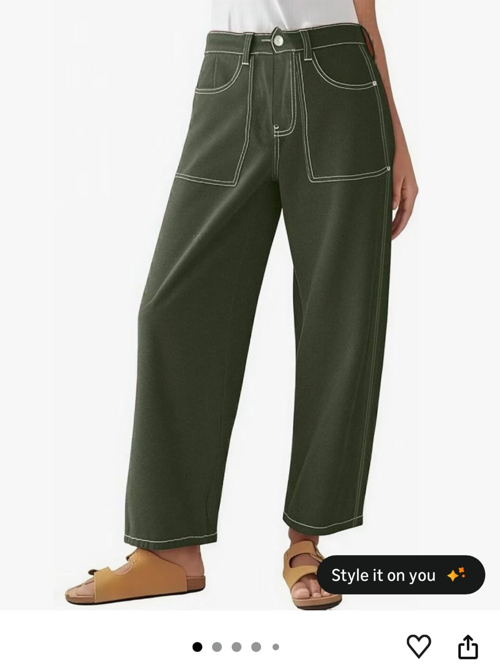 Flamingals Patched Pocket Mid Waist Barrel Leg Jeans